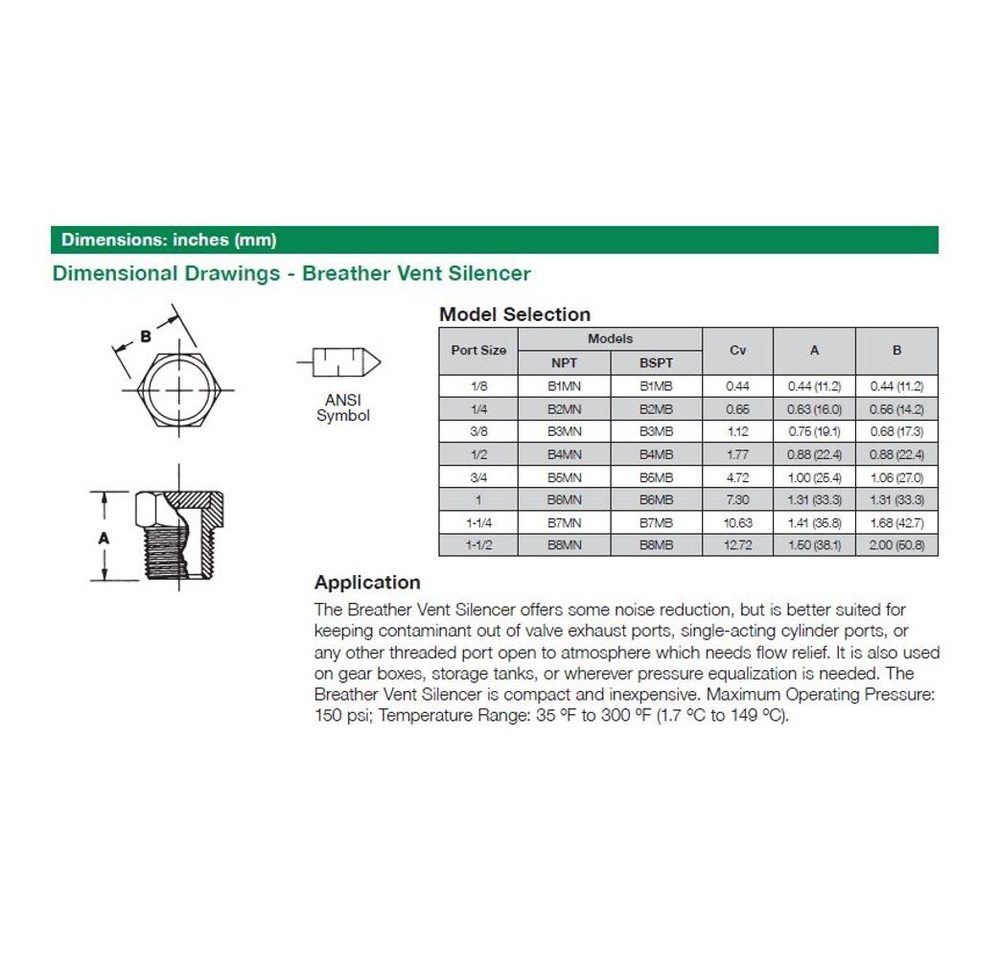 B1MN NUMATICS/AVENTICS BREATHER VENT 1/8" NPT MALE SINTERED BRONZE
